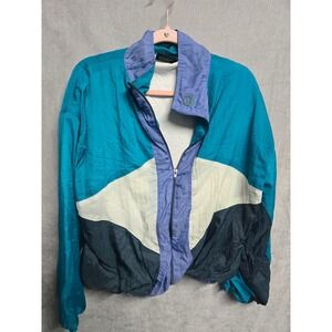 Vintage Cherokee Colorblock Windbreaker Jacket Teal Purple Navy XL 90s Retro